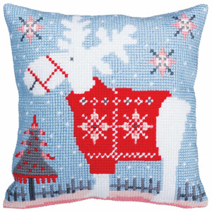 CdA stamped cross stitch kit cushion "Christmas deer...