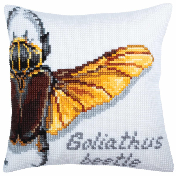 CdA stamped cross stitch kit cushion "Goliathus beetle" 5362, 40x40cm, DIY