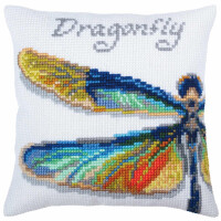 CdA stamped cross stitch kit cushion "Dragonfly" 5363, 40x40cm, DIY