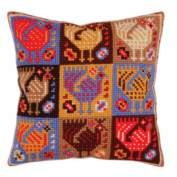 CdA stamped cross stitch kit cushion "Ornament - birds" 5367, 40x40cm, DIY