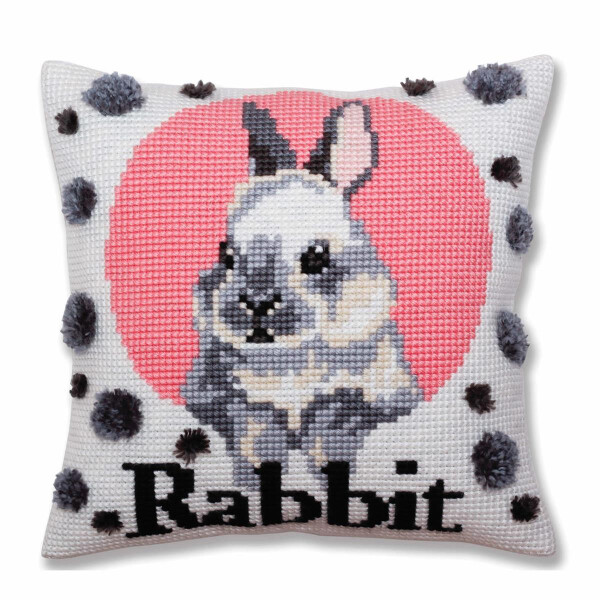 CdA stamped cross stitch kit cushion "Rabbit" 5380, 40x40cm, DIY