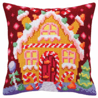 CdA stamped cross stitch kit cushion "Gingerbread lodge" 5392, 40x40cm, DIY