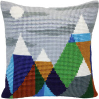 CdA stamped cross stitch kit cushion "Mountaintops" 5416, 40x40cm, DIY
