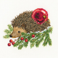 RTO counted Cross Stitch Kit "Hedgehog decorating Christmas tree" C269, 15,5x13 cm, DIY