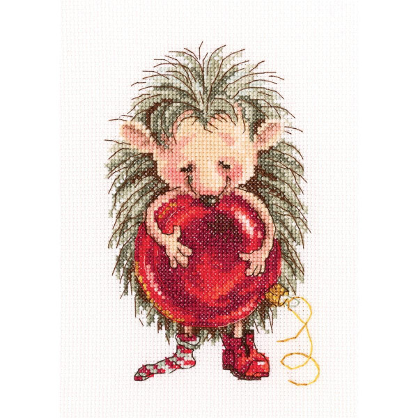 RTO counted Cross Stitch Kit "Hedgehog trying on the shoes" C270, 10x16 cm, DIY
