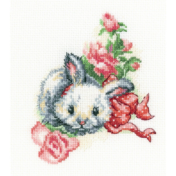 RTO counted Cross Stitch Kit "Fluffy gift" C289, 13x15,5 cm, DIY