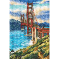 ensemble de points de croix rto "Golden Gate Bridge" c302, motif numéroté, 9x13,5 cm