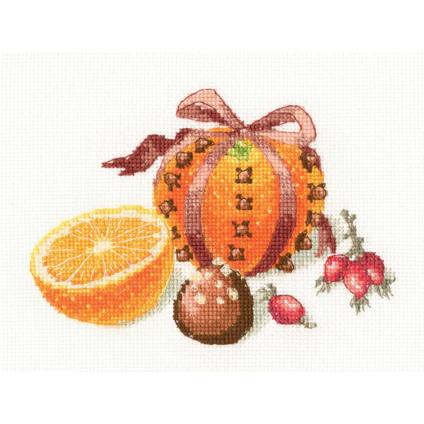 RTO counted Cross Stitch Kit "New years fruit" C316, 15x10,5 cm, DIY