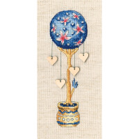 RTO counted Cross Stitch Kit with plywood form "Topiary - tree of happiness" CBE9012, 5,5x16,5 cm, DIY