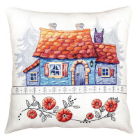 RTO counted Cross Stitch Kit cushion "Lodge in the forest" CU051, 40x40 cm, DIY