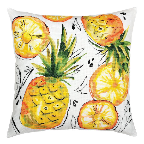 RTO counted Cross Stitch Kit cushion "Golden pineapple" CU055, 40x40 cm, DIY