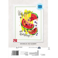 RTO stamped Cross Stitch Kit "Paint by Threads - Watermelon and blueberry" DT-C010, 15x21 cm, DIY