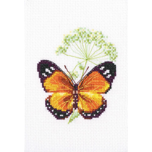 rto kruissteek set "Karwij en vlinder" eh365, telpatroon, 8,5x9,5 cm