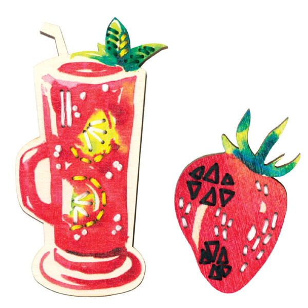 RTO stamped Embroidery Kit plywood board "Juicy fruits" EHW010, 6x10.9 cm, DIY