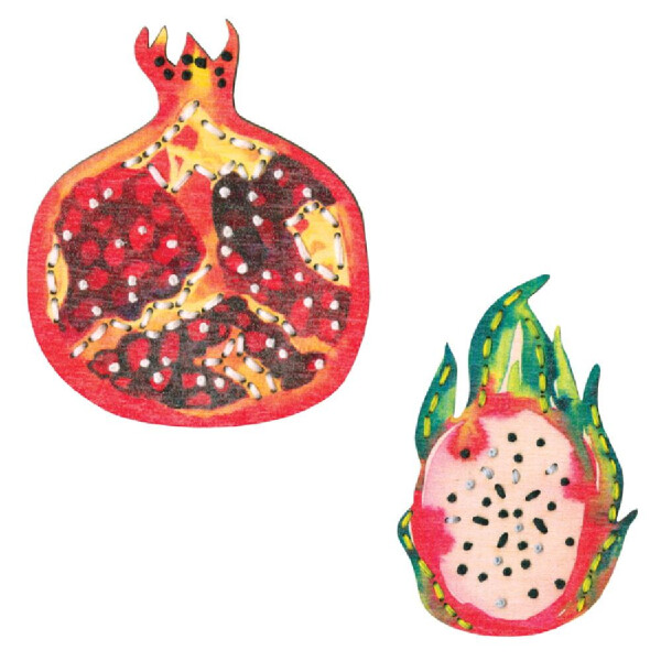 RTO stamped Embroidery Kit plywood board "Juicy fruits" EHW011, 7x9.8 cm, DIY