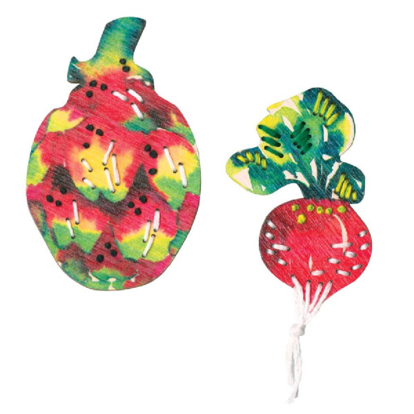 RTO stamped Embroidery Kit plywood board "Juicy fruits" EHW013, 5.7x8.5 cm, DIY