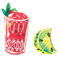 RTO stamped Embroidery Kit plywood board "Juicy fruits" EHW014, 5.7x9.5 cm, DIY