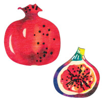 RTO stamped Embroidery Kit plywood board "Juicy fruits" EHW015, 7.4x8.2 cm, DIY