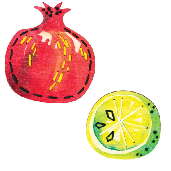 RTO stamped Embroidery Kit plywood board "Juicy fruits" EHW016, 7.4x8.3 cm, DIY