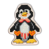 RTO Набор для вышивания крестом на деревянной дощечке "Забавный пингвин" EHW025, предварительно нарисованный дизайн вышивки, 5,4x6,8 см