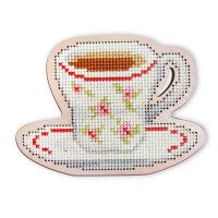 RTO Набор для вышивания крестом на деревянной дощечке "Чашка чая" EHW028, предварительно нарисованный дизайн вышивки, 10,1x7,4 см