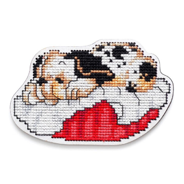 RTO Набор для вышивания крестом на деревянной дощечке "Спящая собака" EHW032, предварительно нарисованный дизайн вышивки, 10x6,5 см