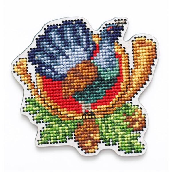 RTO Набор для вышивания крестом на деревянной дощечке "Птица" EHW034, дизайн вышивки предварительно нарисован, 8x7,7 см
