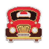 Набор для вышивания крестом RTO на деревянной дощечке "Автомобиль красный" EHW046, предварительно нарисованный дизайн вышивки, 8,8x8,5 см