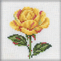 RTO counted Cross Stitch Kit "Yellow Rose" H169, 10x10 cm, DIY