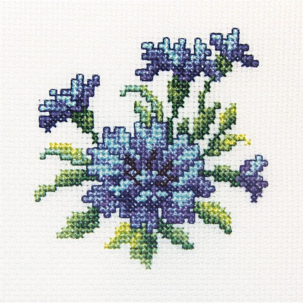 RTO counted Cross Stitch Kit "Cornflower" H246, 10x10 cm, DIY