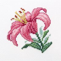 ensemble point de croix rto "Pink Lily" h247, motif numéroté, 10x10 cm