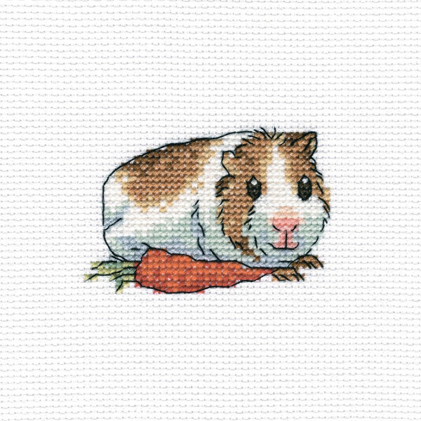RTO counted Cross Stitch Kit "Cavy with carrot" H261, 10x10 cm, DIY
