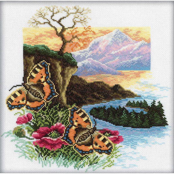 RTO counted Cross Stitch Kit "Butterfly" M126, 30x30 cm, DIY