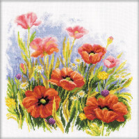 rto kruissteek set "Poppies" m140, telpatroon, 30x30 cm
