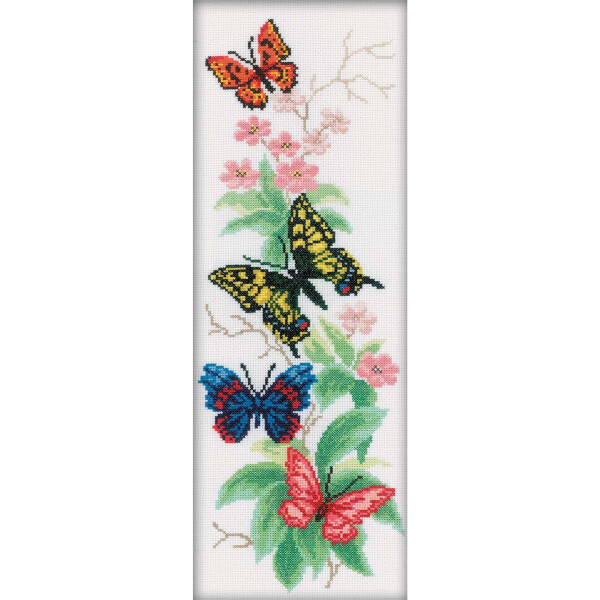 RTO Набор для вышивания крестом "Бабочки и цветы" M146, счетная схема, 16x45 см.