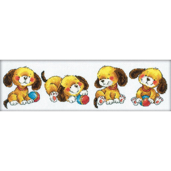 rto kruissteek set "Vier puppies" m161, telpatroon, 33x10 cm