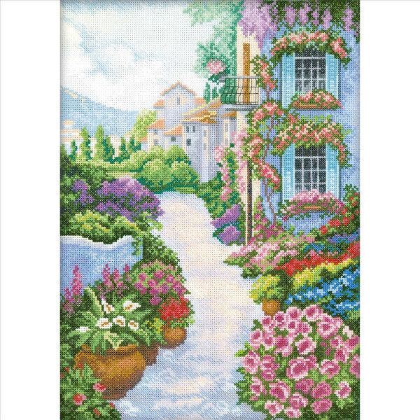 RTO counted Cross Stitch Kit "Blooming Town" M249, 25x35 cm, DIY