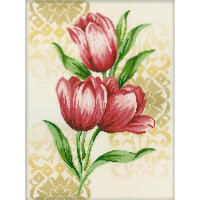 RTO Juego de punto de cruz "Adorno tulipanes" m258, patrón de conteo, 27x36 cm