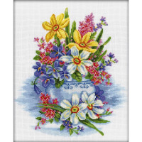 RTO counted Cross Stitch Kit "Tender Flowers" M276, 26x32 cm, DIY