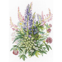 RTO counted Cross Stitch Kit "Clover and lupines" M300, 30x38 cm, DIY