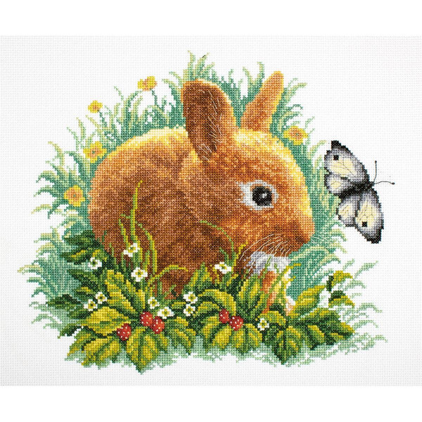 RTO counted Cross Stitch Kit "Rabbit and butter" M323, 30x35 cm, DIY