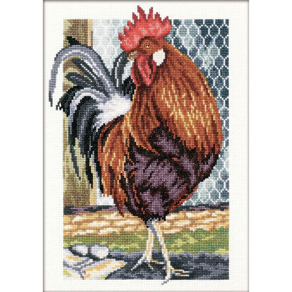 RTO counted Cross Stitch Kit "Rooster on the Walk" M350, 17x24 cm, DIY