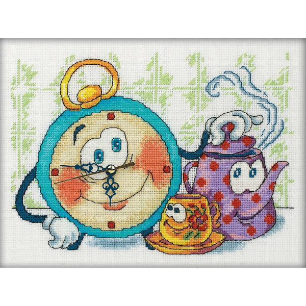 RTO counted Cross Stitch Kit clock "Funny Alarm Clock" M40001, 24x18 cm, DIY