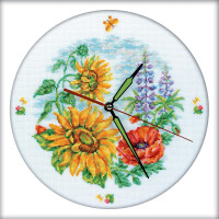 RTO Orologio da parete set punto croce "Flower clock" m40007, motivo di conteggio, 30x30 cm