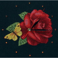 RTO Orologio da parete set punto croce "Time for rose" m40008, motivo di conteggio, 25x25 cm