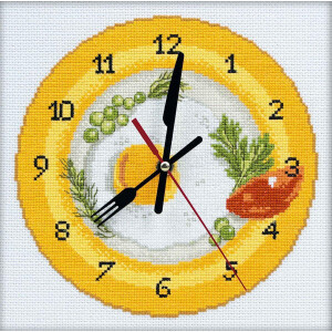 rto cross stitch set wall clock "Its breakfast...