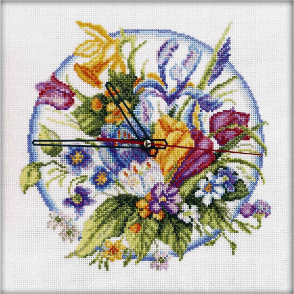 RTO counted Cross Stitch Kit clock "The time has come!" M40012, 25x25 cm, DIY