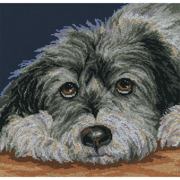 RTO Set punto croce "Dog melancholy" m413, motivo di conteggio, 29x29 cm