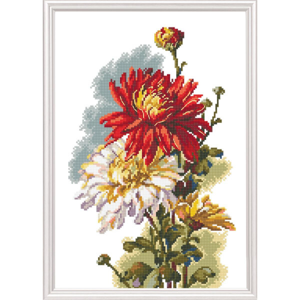 RTO Juego de punto de cruz "Crisantemo" m516, patrón de conteo, 20x32 cm
