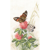 RTO counted Cross Stitch Kit "Butterflies on cllover" M521, 14x23 cm, DIY